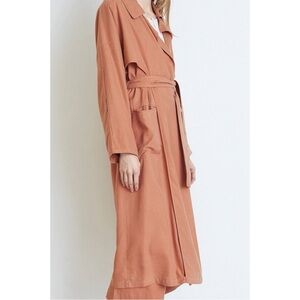 Apiece Apart Peralta Clay Brown Red Lightweight Loose Fit Belted Trench Coat